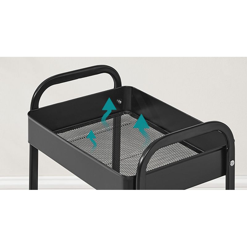 Casa si Gradina - Mobilier - Mobilier baie - Corpuri baie - Raft de depozitare mobil tip carucior rulant, pentru baie sau bucatarie, cadru otel cu blat MDF, 31x44x74 cm, negru - Infinity.ro