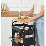 Casa si Gradina - Mobilier - Mobilier baie - Corpuri baie - Raft de depozitare mobil tip carucior rulant, pentru baie sau bucatarie, cadru otel cu blat MDF, 31x44x74 cm, negru - Infinity.ro