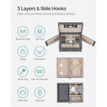 Fashion, accesorii si bijuterii - Femei - Bijuterii femei - Cutii bijuterii - Cutie de bijuterii pe 3 nivele, cu 2 sertare, maner, oglinda, inchidere cu cheie, 18x26x17, gri - Infinity.ro