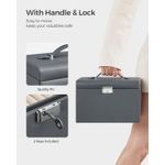 Fashion, accesorii si bijuterii - Femei - Bijuterii femei - Cutii bijuterii - Cutie de bijuterii pe 3 nivele, cu 2 sertare, maner, oglinda, inchidere cu cheie, 18x26x17, gri - Infinity.ro