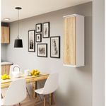 Casa si Gradina - Mobilier - Dulapuri si sifoniere - Dulapuri - Dulap suspendat, cu usa si 3 rafturi interioare, PAL 16 mm, 30x30x99 cm, alb si stejar sonoma - Infinity.ro