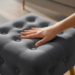 Casa si Gradina - Mobilier - Scaune si fotolii - Tabureti - Taburet tapitat Quadra, velur, cu picioare metalice, 40x40x42 cm, gri - Infinity.ro