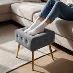 Casa si Gradina - Mobilier - Scaune si fotolii - Tabureti - Taburet tapitat Quadra, velur, cu picioare metalice, 40x40x42 cm, gri - Infinity.ro