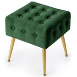 Casa si Gradina - Mobilier - Scaune si fotolii - Tabureti - Taburet tapitat Quadra, velur, cu picioare metalice, 40x40x42 cm, verde - Infinity.ro