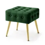 Casa si Gradina - Mobilier - Scaune si fotolii - Tabureti - Taburet tapitat Quadra, velur, cu picioare metalice, 40x40x42 cm, verde - Infinity.ro
