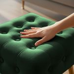 Casa si Gradina - Mobilier - Scaune si fotolii - Tabureti - Taburet tapitat Quadra, velur, cu picioare metalice, 40x40x42 cm, verde - Infinity.ro