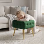 Casa si Gradina - Mobilier - Scaune si fotolii - Tabureti - Taburet tapitat Quadra, velur, cu picioare metalice, 40x40x42 cm, verde - Infinity.ro