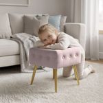 Casa si Gradina - Mobilier - Scaune si fotolii - Tabureti - Taburet tapitat Quadra, velur, cu picioare metalice, 40x40x42 cm, roz pudra - Infinity.ro