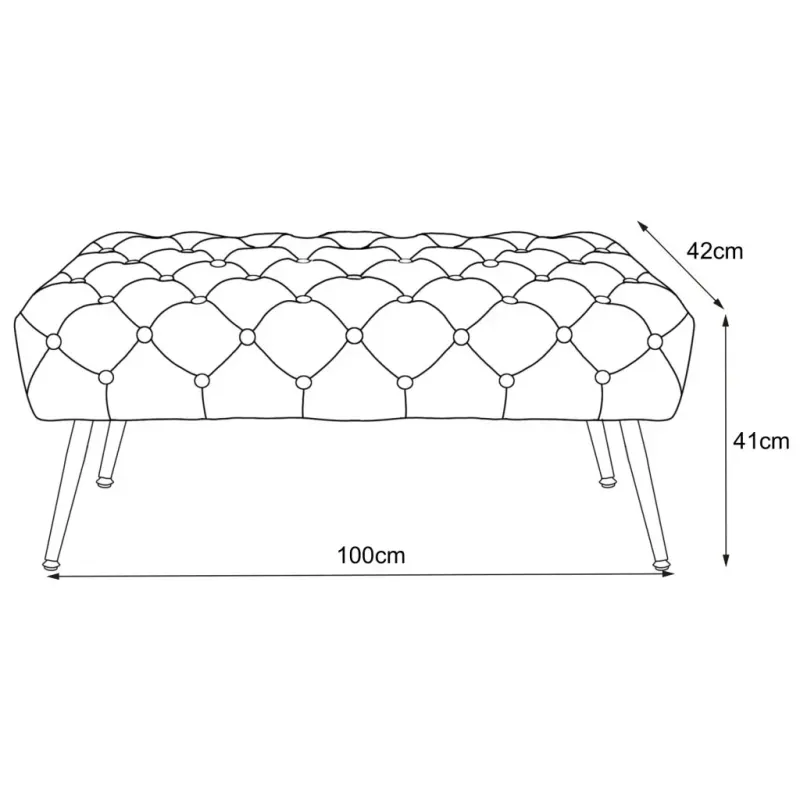 Casa si Gradina - Mobilier - Scaune si fotolii - Tabureti - Taburet Monaco, tapitat cu catifea, tip banca, cu picioare metalice, 100x42x41 cm, gri - Infinity.ro