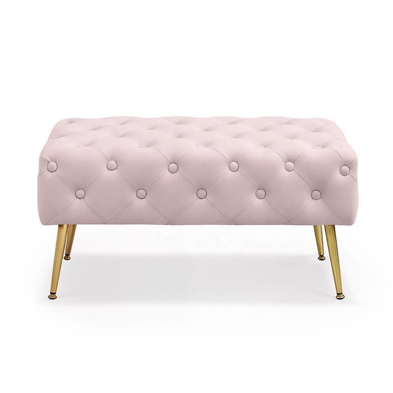 Casa si Gradina - Mobilier - Scaune si fotolii - Tabureti - Taburet Madrid, tapitat cu catifea, tip banca, cu picioare metalice, 80x42x41 cm, roz pudra - Infinity.ro