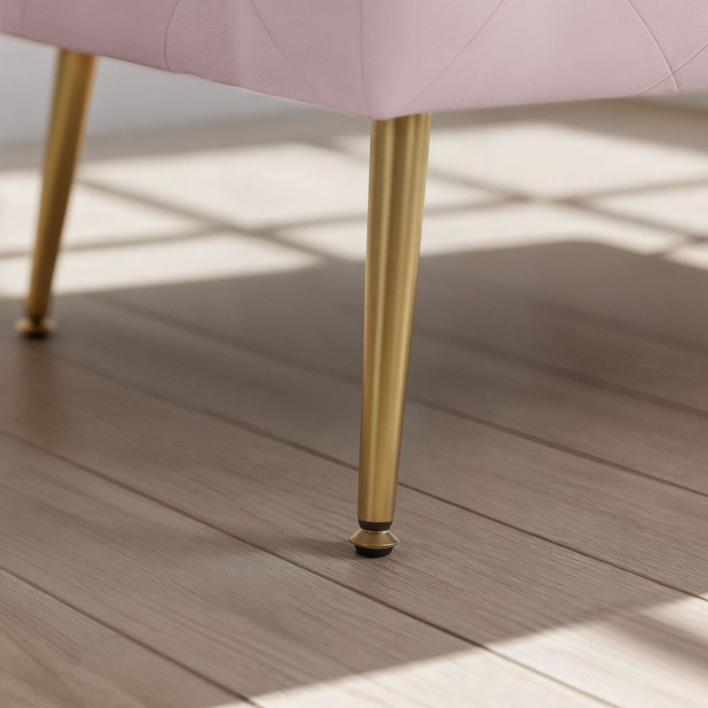 Casa si Gradina - Mobilier - Scaune si fotolii - Tabureti - Taburet Madrid, tapitat cu catifea, tip banca, cu picioare metalice, 80x42x41 cm, roz pudra - Infinity.ro