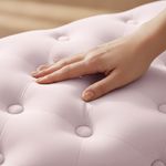 Casa si Gradina - Mobilier - Scaune si fotolii - Tabureti - Taburet Madrid, tapitat cu catifea, tip banca, cu picioare metalice, 80x42x41 cm, roz pudra - Infinity.ro