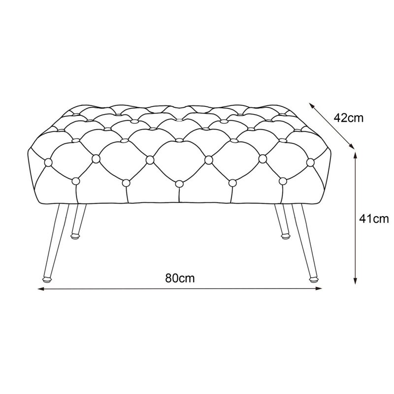 Casa si Gradina - Mobilier - Scaune si fotolii - Tabureti - Taburet Madrid, tapitat cu catifea, tip banca, cu picioare metalice, 80x42x41 cm, roz pudra - Infinity.ro