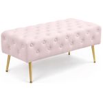 Casa si Gradina - Mobilier - Scaune si fotolii - Tabureti - Taburet Monaco, tapitat cu catifea, tip banca, cu picioare metalice, 100x42x41 cm, roz pudra - Infinity.ro