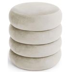 Casa si Gradina - Mobilier - Scaune si fotolii - Tabureti - Taburet tapitat Snuggo cu spatiu de depozitare, velur, diametru 42 cm, inaltime 45 cm, crem - Infinity.ro