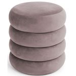 Casa si Gradina - Mobilier - Scaune si fotolii - Tabureti - Taburet tapitat Snuggo cu spatiu de depozitare, velur, diametru 42 cm, inaltime 45 cm, roz pudrat - Infinity.ro