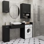 Casa si Gradina - Mobilier - Mobilier baie - Corpuri baie - Masca pentru masina de spalat cu polita, PAL laminat, 64x50x98 cm, negru - Infinity.ro