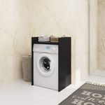 Casa si Gradina - Mobilier - Mobilier baie - Corpuri baie - Masca pentru masina de spalat cu polita, PAL laminat, 64x50x98 cm, negru - Infinity.ro