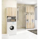 Casa si Gradina - Mobilier - Mobilier baie - Corpuri baie - Dulap baie inalt pentru spatiu deasupra masinii de spalat, cu usi si polite, 64x30x180 cm, alb si stejar sonoma - Infinity.ro
