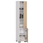 Casa si Gradina - Mobilier - Mobilier baie - Corpuri baie - Dulap baie tip coloana cu 2 usi si 5 rafturi, PAL laminat, 30x30x140 cm, alb si stejar sonoma - Infinity.ro
