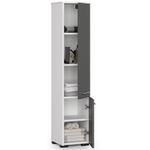 Casa si Gradina - Mobilier - Mobilier baie - Corpuri baie - Dulap baie tip coloana cu 2 usi si 5 rafturi, PAL laminat, 30x30x140 cm, alb si gri - Infinity.ro