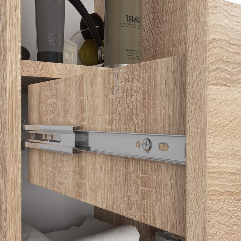 Casa si Gradina - Mobilier - Mobilier baie - Corpuri baie - Dulap baie tip coloana cu 2 usi, 1 sertar si rafturi interioare, PAL laminat, 30x30x140 cm, stejar sonoma - Infinity.ro