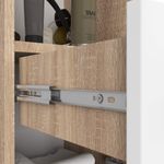 Casa si Gradina - Mobilier - Mobilier baie - Corpuri baie - Dulap baie tip coloana cu 2 usi, 1 sertar si rafturi interioare, PAL laminat, 30x30x140 cm, stejar sonoma si alb - Infinity.ro