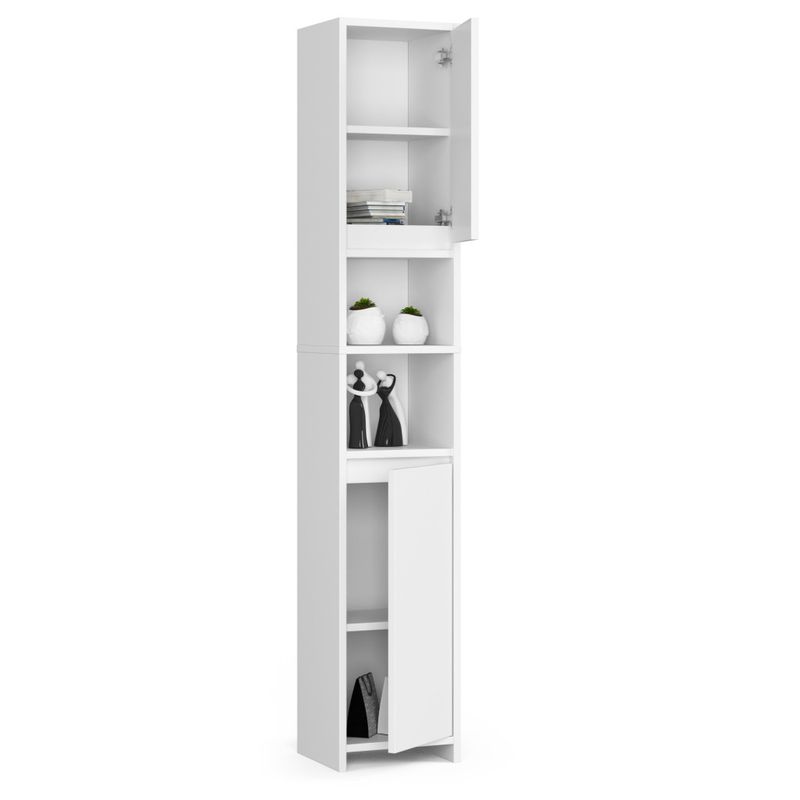 Casa si Gradina - Mobilier - Mobilier baie - Corpuri baie - Dulap de baie tip coloana, cu 2 usi si 4 rafturi, PAL 16 mm, 32x28x180 cm, alb - Infinity.ro