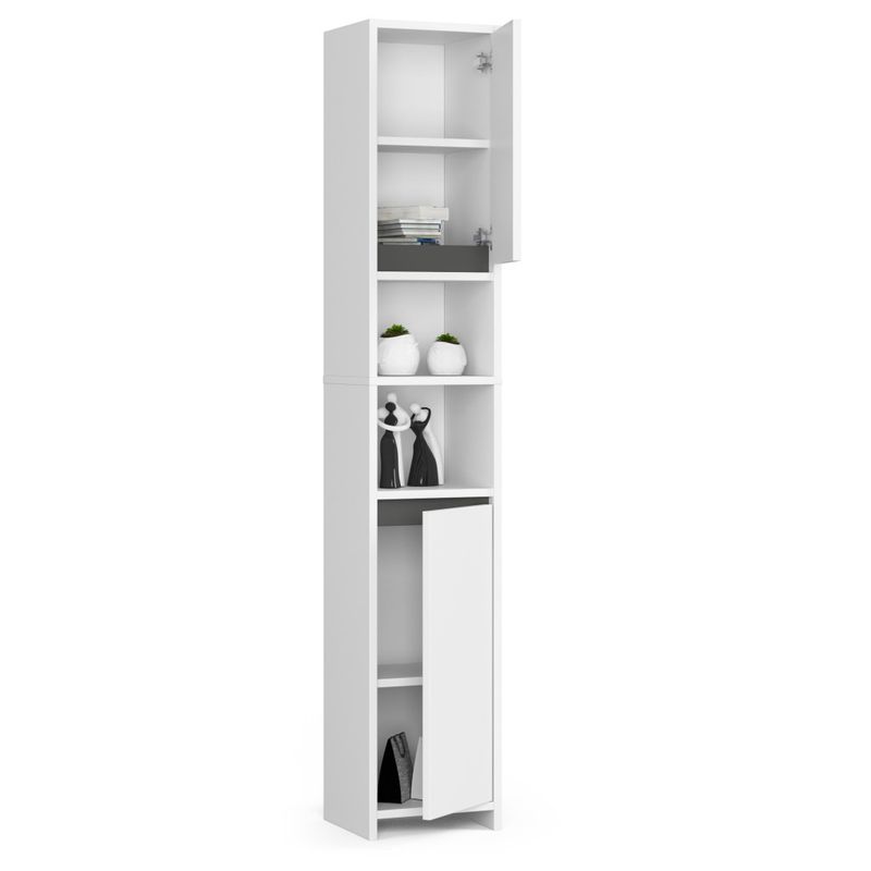 Casa si Gradina - Mobilier - Mobilier baie - Corpuri baie - Dulap de baie tip coloana, cu 2 usi si 4 rafturi, PAL 16 mm, 32x28x180 cm, alb - Infinity.ro
