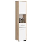 Casa si Gradina - Mobilier - Mobilier baie - Corpuri baie - Dulap baie tip coloana cu 2 usi, 1 sertar si rafturi interioare, PAL laminat, 30x30x140 cm, stejar sonoma si alb - Infinity.ro