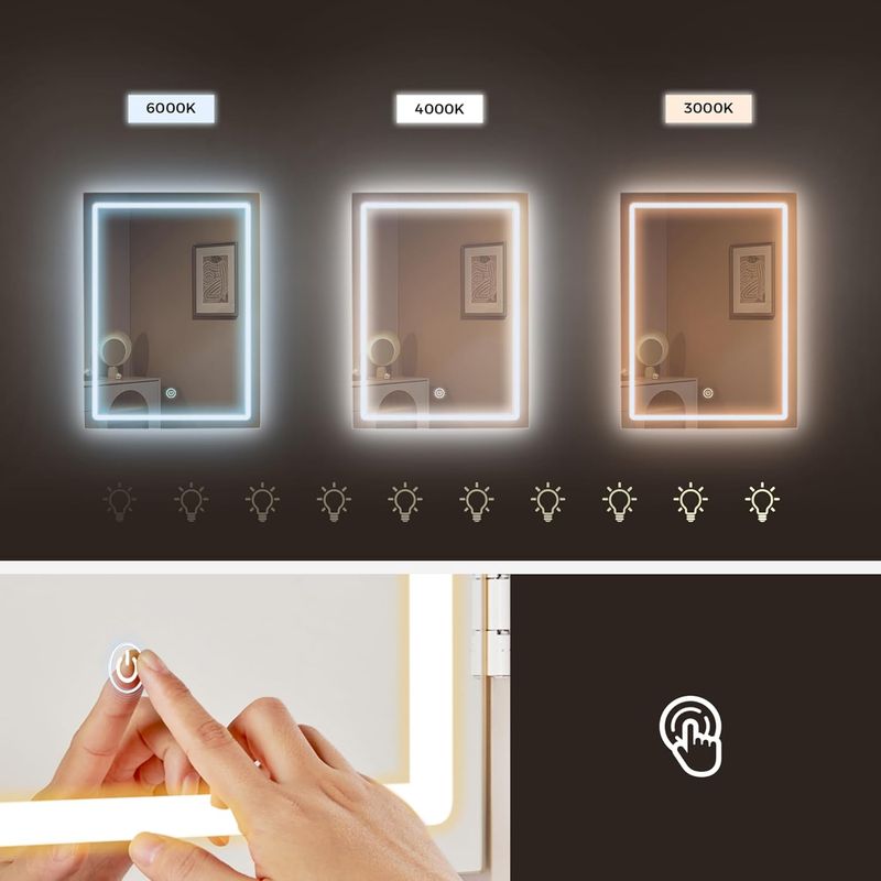 Casa si Gradina - Mobilier - Comode si corpuri - Masute de toaleta - Masa de toaleta cu taburet si oglinda, iluminare LED reglabila, 6 sertare, 98x40x145 cm, alb - Infinity.ro