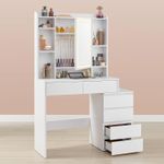 Casa si Gradina - Mobilier - Comode si corpuri - Masute de toaleta - Masa de toaleta cu taburet si oglinda, iluminare LED reglabila, 6 sertare, 98x40x145 cm, alb - Infinity.ro