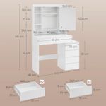 Casa si Gradina - Mobilier - Comode si corpuri - Masute de toaleta - Masa de toaleta cu taburet si oglinda, iluminare LED reglabila, 6 sertare, 98x40x145 cm, alb - Infinity.ro