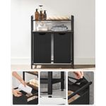 Market - Spalare si intretinere rufe - Uscatoare de rufe si accesorii - Cos de rufe, cu 2 saci detasabili, 2 rafturi, capacitate de 46L per sac, 73x33x72cm , maro rustic si negru - Infinity.ro