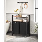Market - Spalare si intretinere rufe - Uscatoare de rufe si accesorii - Cos de rufe, cu 2 saci detasabili, 2 rafturi, capacitate de 46L per sac, 73x33x72cm , maro rustic si negru - Infinity.ro