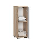 Casa si Gradina - Mobilier - Mobilier baie - Corpuri baie - Dulap de baie tip baza, cu usa reversibila si raft interior, PAL 16 mm, 30x30x85 cm, stejar sonoma si alb - Infinity.ro