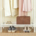 Casa si Gradina - Mobilier - Organizare si depozitare - Cuiere - Raft de haine din metal, cu 2 bare de haine si 1 raft, maxim 70 kg, industrial, 45x83x157cm, alb - Infinity.ro