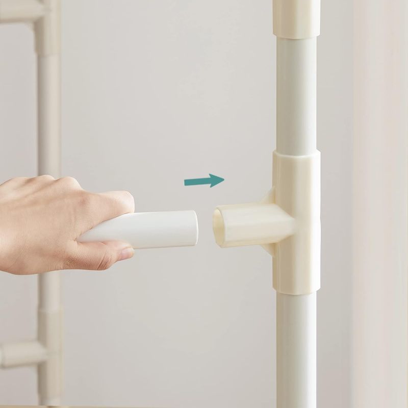 Casa si Gradina - Mobilier - Organizare si depozitare - Cuiere - Raft de haine din metal, cu 2 bare de haine si 1 raft, maxim 70 kg, industrial, 45x83x157cm, alb - Infinity.ro