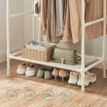 Casa si Gradina - Mobilier - Organizare si depozitare - Cuiere - Raft de haine din metal, cu 2 bare de haine si 1 raft, maxim 70 kg, industrial, 45x83x157cm, alb - Infinity.ro