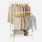 Casa si Gradina - Mobilier - Organizare si depozitare - Cuiere - Raft de haine din metal, cu 2 bare de haine si 1 raft, maxim 70 kg, industrial, 45x83x157cm, alb - Infinity.ro