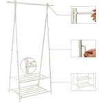 Casa si Gradina - Mobilier - Organizare si depozitare - Cuiere - Suport pentru haine, cu raft depozitare pe 2 niveluri, cadru metalic, 88x41x155cm, alb - Infinity.ro