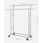 Casa si Gradina - Mobilier - Organizare si depozitare - Cuiere - Suport pentru haine pe roti, sina dubla extensibila, din inox cromat, sarcina 100kg, 129x55x148cm, argintiu - Infinity.ro