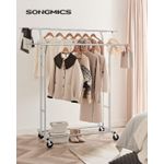 Casa si Gradina - Mobilier - Organizare si depozitare - Cuiere - Suport pentru haine pe roti, sina dubla extensibila, din inox cromat, sarcina 100kg, 129x55x148cm, argintiu - Infinity.ro