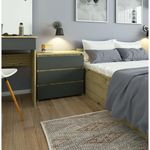 Casa si Gradina - Mobilier - Comode si corpuri - Comode - Comoda cu 3 sertare, PAL laminat 16 mm, 60x35x57 cm, stejar artisan si gri - Infinity.ro