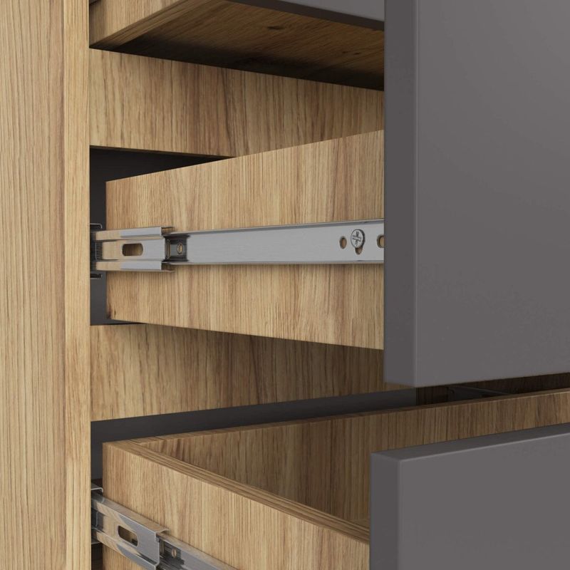 Casa si Gradina - Mobilier - Comode si corpuri - Comode - Comoda cu 3 sertare, PAL laminat 16 mm, 60x35x57 cm, stejar artisan si gri - Infinity.ro