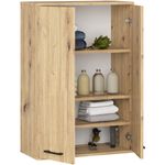Casa si Gradina - Mobilier - Mobilier baie - Corpuri baie - Dulap baie suspendat, cu 2 usi si 4 rafturi interioare, PAL 16 mm, 64x30x94 cm, stejar artisan - Infinity.ro