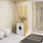 Casa si Gradina - Mobilier - Mobilier baie - Corpuri baie - Dulap baie suspendat, cu 2 usi si 4 rafturi interioare, PAL 16 mm, 64x30x94 cm, stejar artisan - Infinity.ro