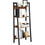Casa si Gradina - Mobilier - Biblioteci si rafturi - Biblioteci - Biblioteca tip scara, cadru otel cu 4 polite din MDF, stil industrial, 56x34x138cm, maro rustic si negru - Infinity.ro