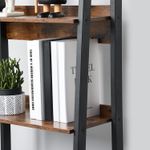 Casa si Gradina - Mobilier - Biblioteci si rafturi - Biblioteci - Biblioteca tip scara, cadru otel cu 4 polite din MDF, stil industrial, 56x34x138cm, maro rustic si negru - Infinity.ro
