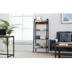 Casa si Gradina - Mobilier - Biblioteci si rafturi - Biblioteci - Biblioteca tip scara, cadru otel cu 4 polite din MDF, stil industrial, 56x34x138cm, maro rustic si negru - Infinity.ro